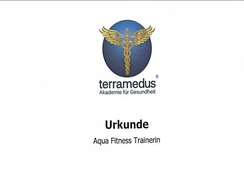 Ausschnitt der Urkunde Aqua-Fitness-Trainerin, terramedus Akademie für Gesundheit
